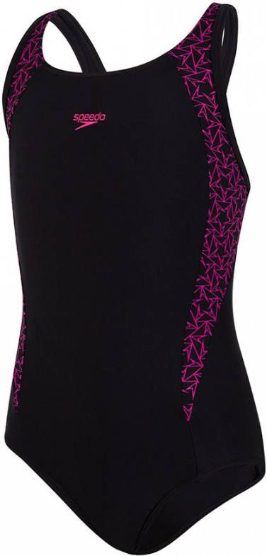 Speedo badpak Splice meisjes polyamide zwart/roze maat 128 online kopen