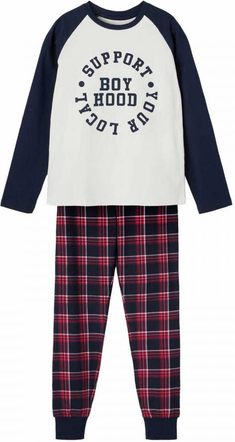 NAME IT KIDS geruite pyjama NKMNIGHTSET wit/blauw/rood online kopen