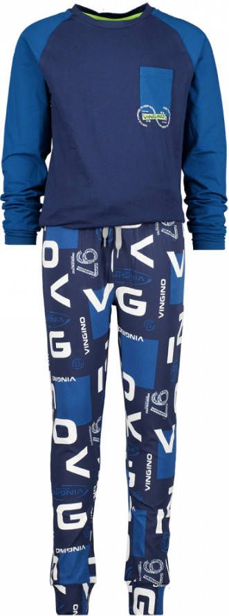 Vingino pyjama Wogo met all over print blauw/donkerblauw/wit online kopen