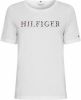 Tommy Hilfiger T shirt REG FEATHER PRINT OPEN NK TEE SS met speels logo opschrift online kopen