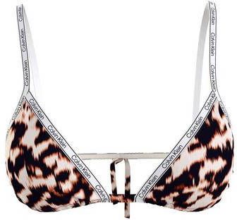 Calvin Klein Logo Tape triangel bikinitop met uitneembare vulling en panterprint online kopen