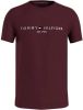Tommy Hilfiger Slim Fit T Shirt ronde hals donkerrood, Motief online kopen