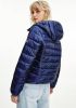 Tommy Jeans gewatteerde jas TJW QUILTED TAPE HOODED JACKET met logo donkerblauw online kopen