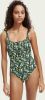 Scotch & Soda gebloemd badpak donkergroen/wit/blauw online kopen
