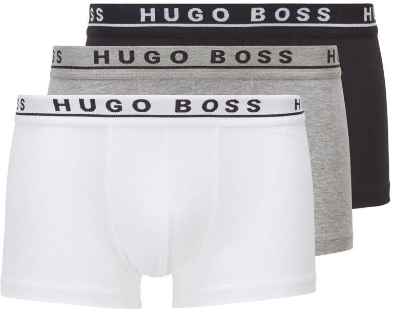 Hugo Boss Boxershorts Trunk 3 Pack Zwart Grijs Wit online kopen