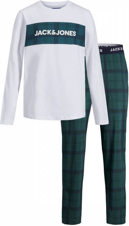 JACK & JONES JUNIOR pyjama JACTRAIN met logo wit/donkergroen online kopen