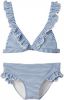 NAME IT KIDS gestreepte triangel bikini NKFZANNAH met ruches blauw/wit online kopen